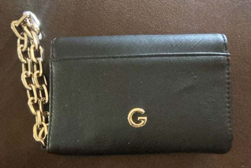 GUESS Black Wallet with Gold Chain Strap